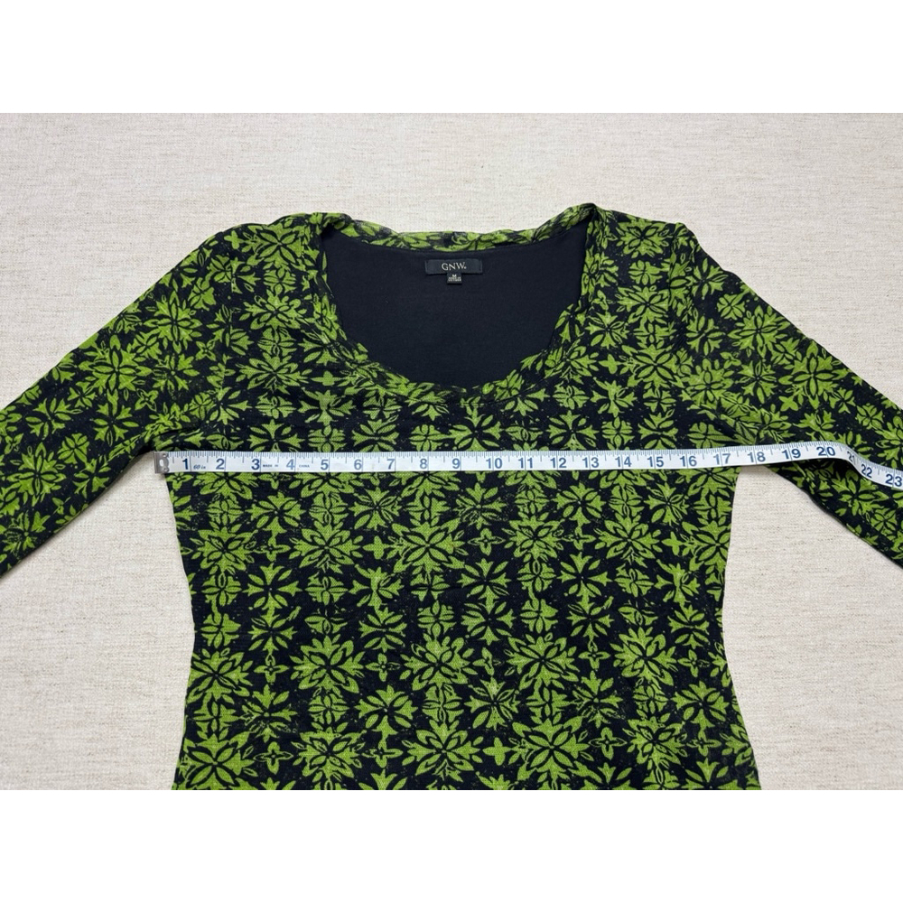 GNW Women’s Long Sleeve Y2K Grunge Top Medium Green Black Indie Forest Fairy - Picture 2 of 5